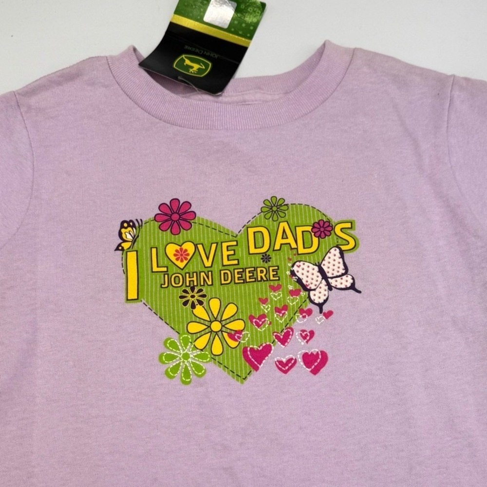 John Deere I Love Dad‎ Toddler Tee 3T Purple Heart Graphic Shirt Licensed Cotton